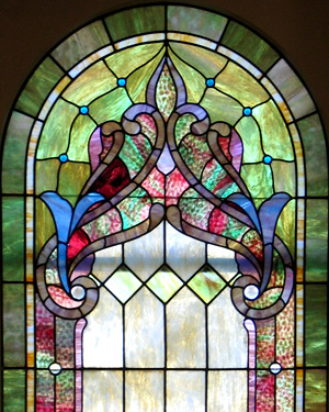 Stained glass windows in the chapel of the Kaysville Tabernacle